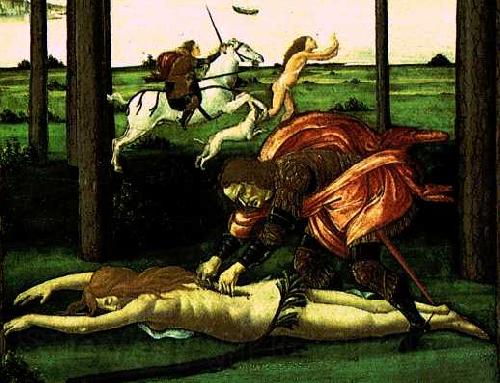 BOTTICELLI, Sandro The Story of Nastagio degli Onesti (detail of the second episode)  dghg Norge oil painting art